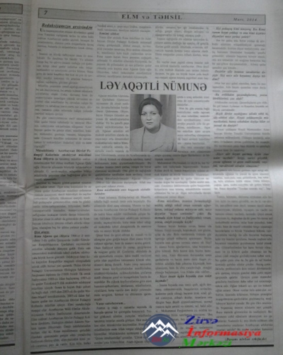 Ləyaqətli nümunə: RƏNA ƏLİYEVA Ləyaqətli nümunə: RƏNA ƏLİYEVA