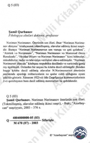 Nəriman Nərimanov irsini təftiş edən səbatsızlara professor Şamil Qurbanovun LAYİQLİ CAVABI