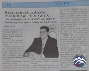 “Saldo” adlı ictimai-iqtisadi qəzetin ilk sayı işıqüzü görüb