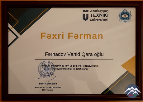 YUBİLEYİNİZ MÜBARƏK, HÖRMƏTLİ VAHİD FƏRHADOV!.. YUBİLEYİNİZ MÜBARƏK, HÖRMƏTLİ VAHİD FƏRHADOV!..